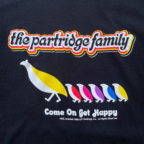 Vtg 90s The Partridge Family T-Shirt Get Happy Retro 60's Flower Power Band Sz L - Picture 6 of 7